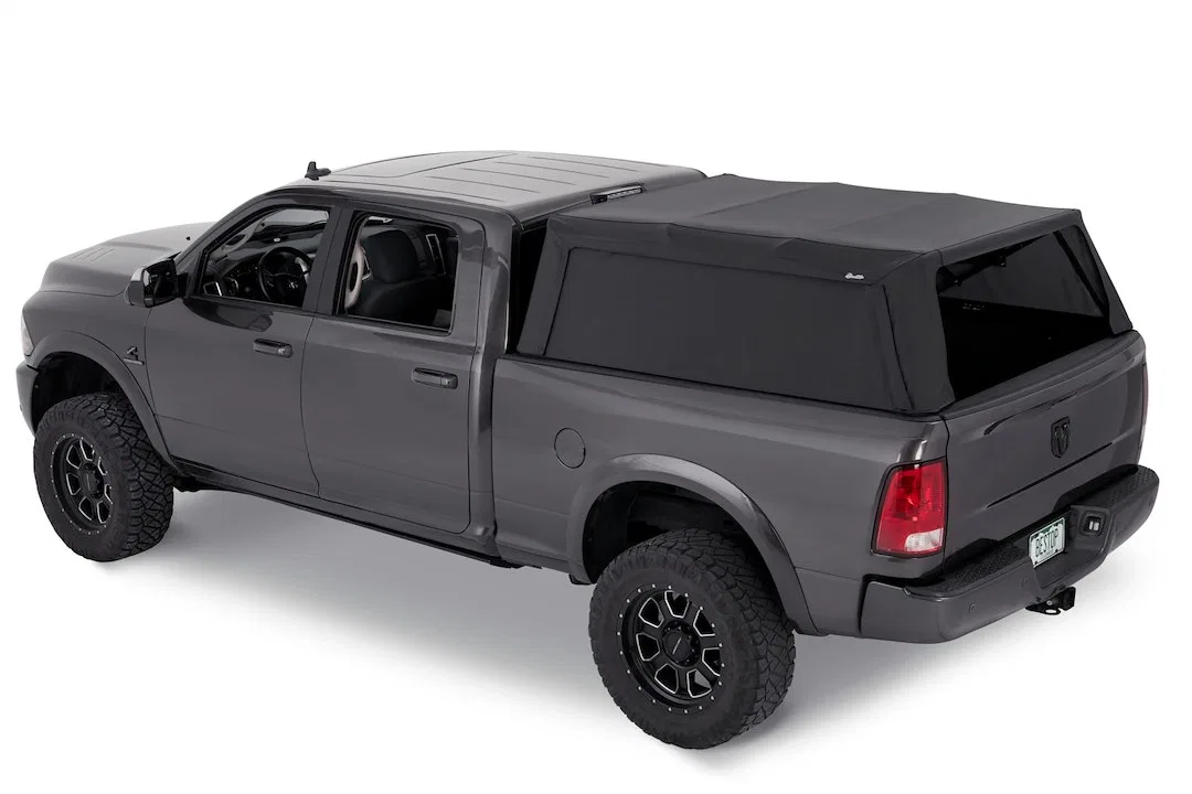 77327-35 – BESTOP Truck Cap, One Piece Design With Tinted Vinyl Windows Waterproof Matte Black Heavy Duty Fabric With...